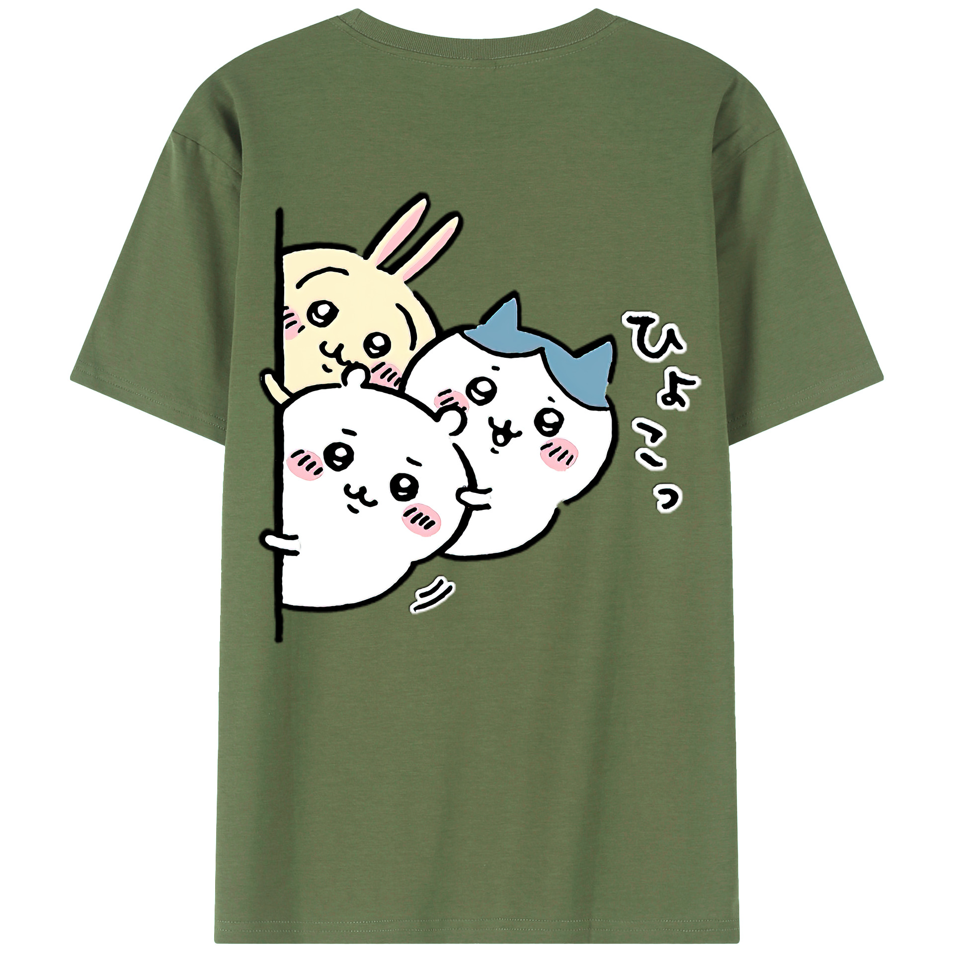 （画像用） ちいかわ うさぎ Chii-kawa usagi 綿100％ メンズ半袖Tシャツ（バックプリント） 通気性
